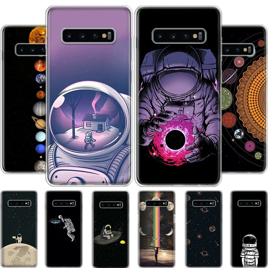 

Pretty Space Moon Astronaut Phone Case For Samsung Galaxy A 01 6 7 8 9 10 20 40 50 5170 71 M30 S E PLUS Cover Soft Silicone TPU
