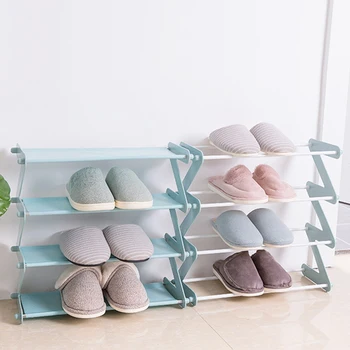

Z-shaped Shoe Rack 4 Layers Stainless Steel Assembly Shoe Rack Non-woven Simple Shoe Rack Bookshelf Home Living Room