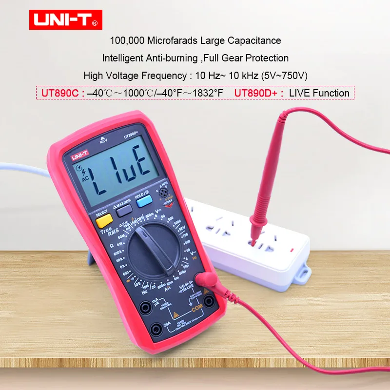 True RMS цифровой мультиметр UNI-T UT890C UT890D + AC DC Напряжение измеритель тока