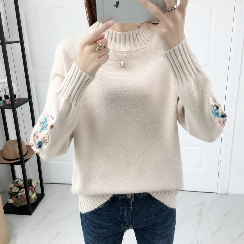 2019 thickened winter short sweet bottoming knitwear new style jacket Korean version loose and lazy wind coat. | Женская одежда