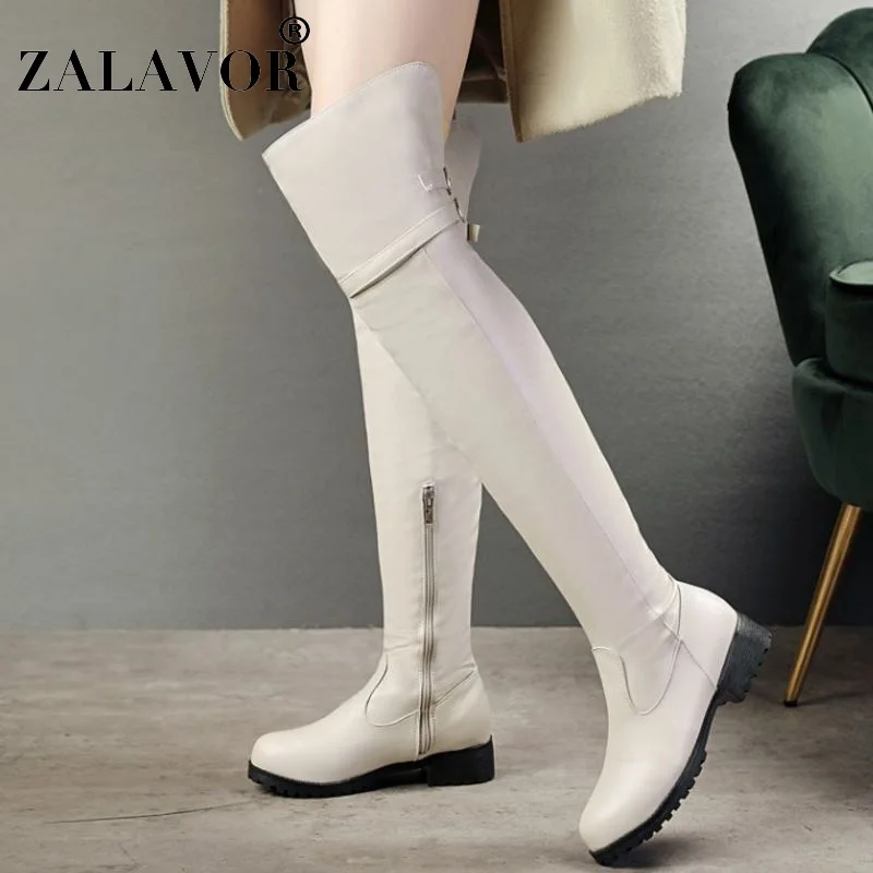 ZALAVOR/размеры 34-48 хит продаж женские ботфорты пикантные зимние сапоги на молнии с