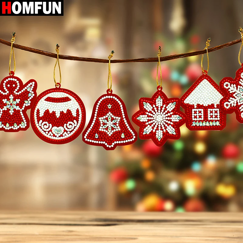 HOMFUN 10 шт. сделай сам, бриллиантовый рисунок Рождество дерево кулон сверла Специальные Форма Рождественская Алмазная вышивка украшения для дома