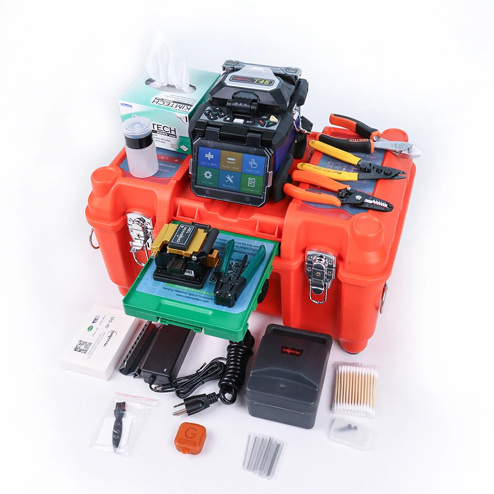 

Core to Core Optical Fiber Fusion Splicing Machine Orientek T45 with Fiber cleaver as JiLong fusion splicer