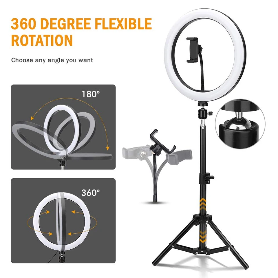 160cm tripé suporte selfie preenchimento circular anel