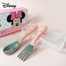 Набор столовых приборов из нержавеющей стали disney для младенцев, вилка, ложка, набор посуды, детская посуда принцессы Микки