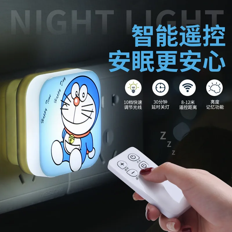 KT Cat Doraemon светодиодный ночник с дистанционным управлением, энергосберегающий светильник с регулировкой яркости, декоративный светильник для детской спальни