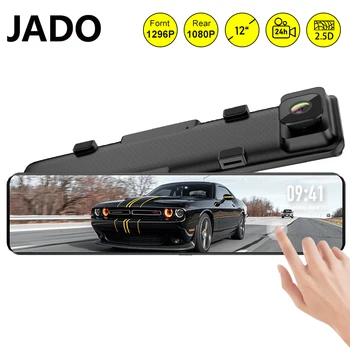 

JADO 12 Inches Touch Screen Rearview Mirror Dash Cam 1296P Car DVR Stream Media Dash Cameras Front And Rear Car Camera Recorder