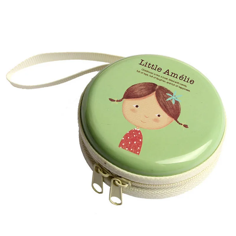 

Cartoon Mini Zipper Bag Earphone Headphone Box SD Card Box Bag Carrying Pouch Storage green