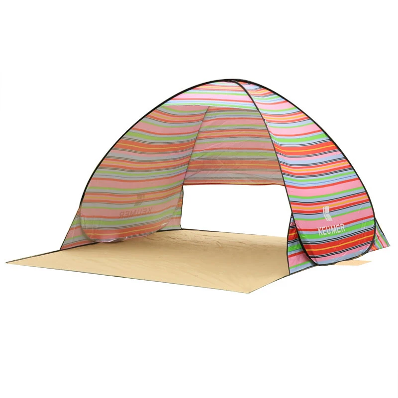 stripe pink Открытый пляж палатка 1-2 человек всплывающий Открытый Кемпинг Рыбалка Палатка портативный водонепроницаемый УФ-защитный тент укрытие - Цвет: stripe pink
