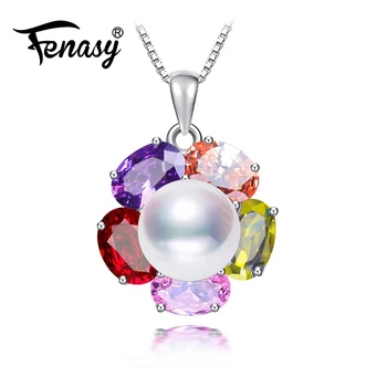

FENASY natural Pearl necklace bohemian black White pearl jewelry necklace for women flower pendant AliExpress