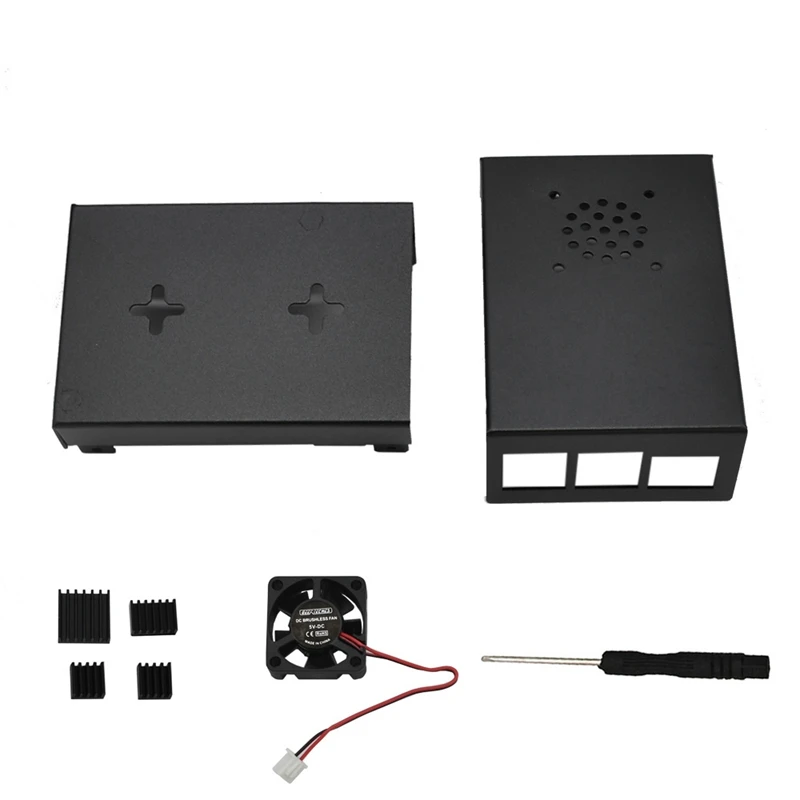 Raspberry Pi 4 корпус, металлический корпус из алюминиевого сплава с охлаждающими вентиляторные радиаторы для Raspberry Pi 4