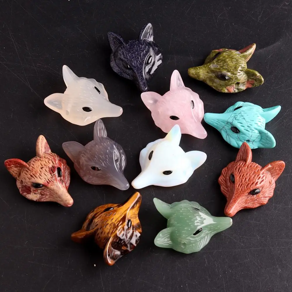 

6PCS Exquisite hand-carved Animal Head Necklaces Pendants Natural Stone Pendulum Amulet Reiki Women Jewelry Making For Wholesale