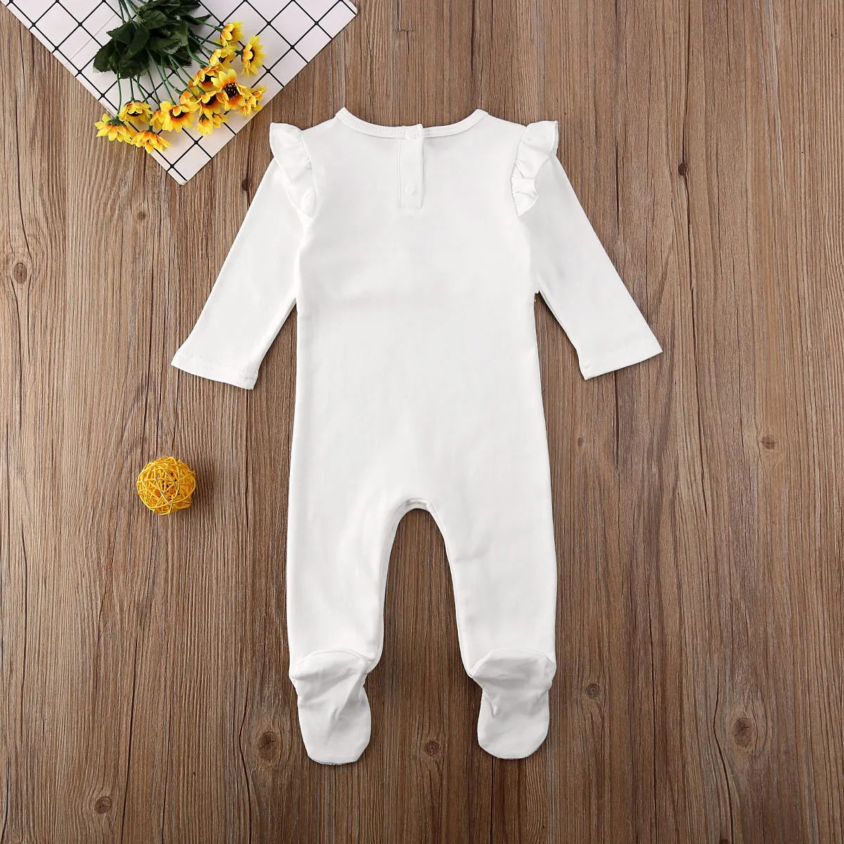 Г. Весенне-осенняя одежда для малышей комплект одежды для новорожденных мальчиков и девочек, кружевные Гольфы с оборками, однотонный комбинезон с длинными рукавами, наряд
