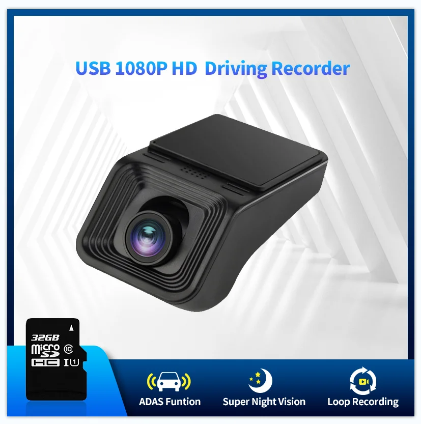ADAS USB Driving Recorder Car DVR Dash Cam Full HD 1080P for Android Radio Autoradio Navigation Single/Double Record SD Card | Автомобили