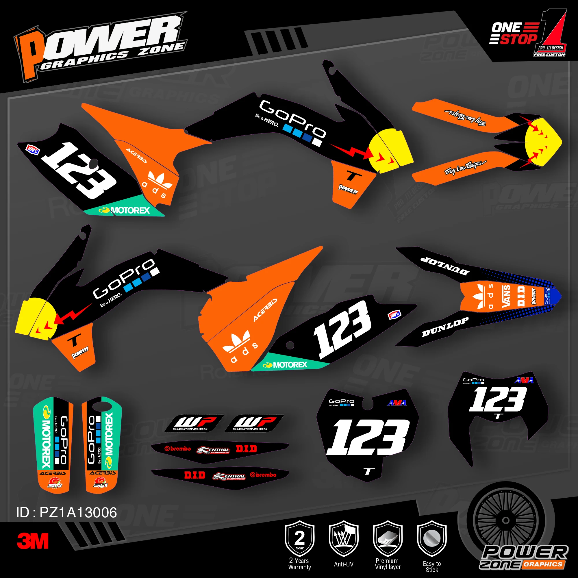 PowerZone пользовательские команды графики фоны наклейки 3m Набор для KTM SXF MX 13 15 EXC XCW