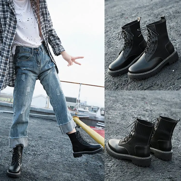 

Yang Mi Celebrity Style Martin Boots Women's British-Style 2019 New Style Autumn And Winter Handsome Lace-up Trendy Shoes Ozhouz