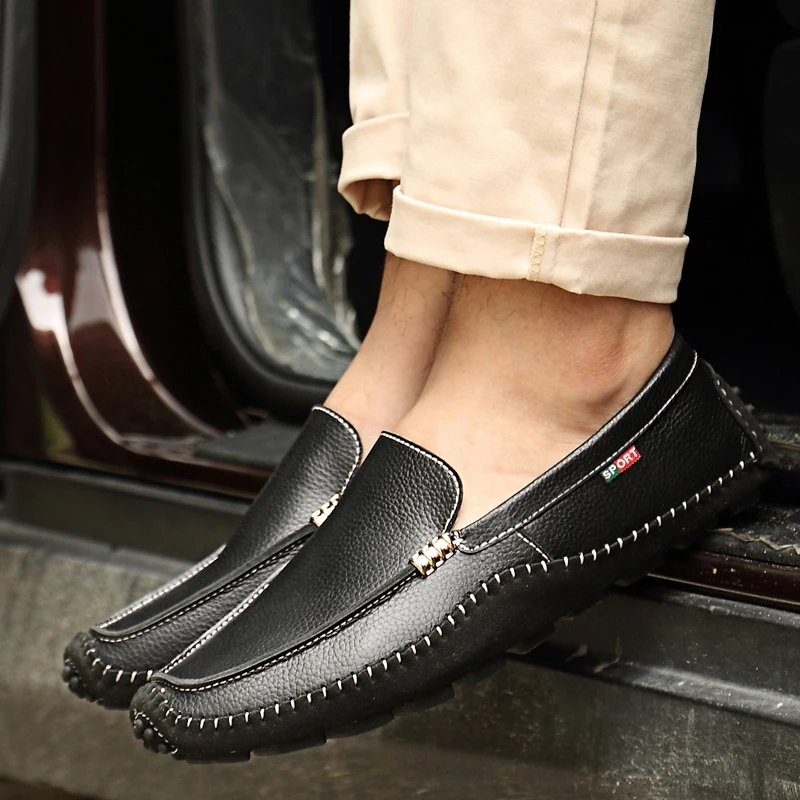 Spring and autumn men's shoes comfortable high quality lightweight lace loafers leathe non-slip wear-resistant large size 47