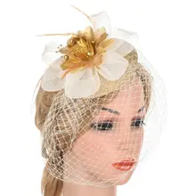 Женские вуалетки, вечерние заколки для волос с перьями, топ, шляпа, сетка, бант, свадебная повязка для волос, аксессуары для волос для девочек