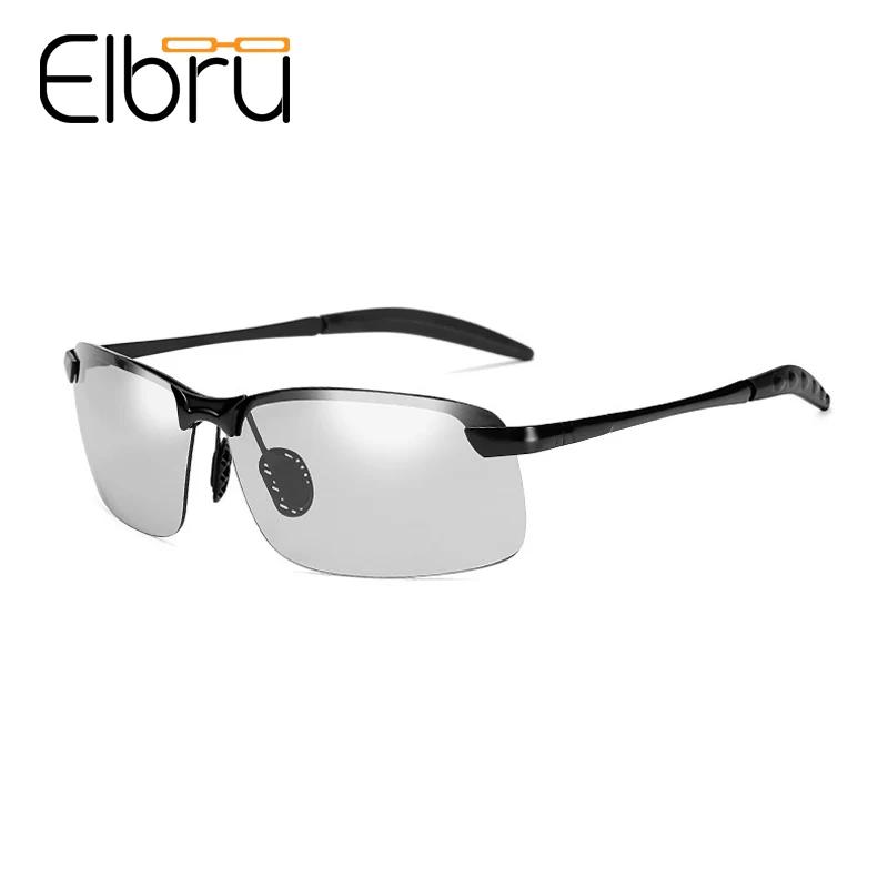 

Elbru Men's Polarized Resin Lenses Sunglasses Metal Frame Discoloration Driving Sun Glasses Cycling Sports Glasses Shade Mirror