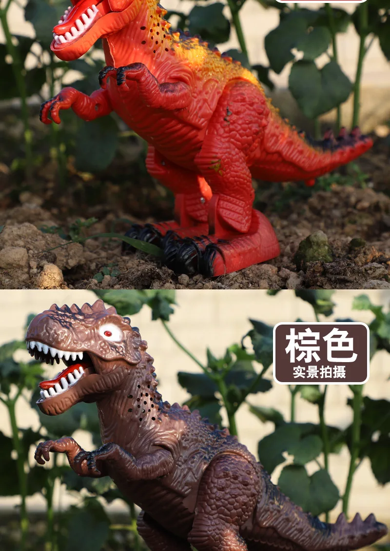 Электрический динозавр Игрушечная модель животного T-Rex Трицератопс будет ходить блестящие детские модели игрушки
