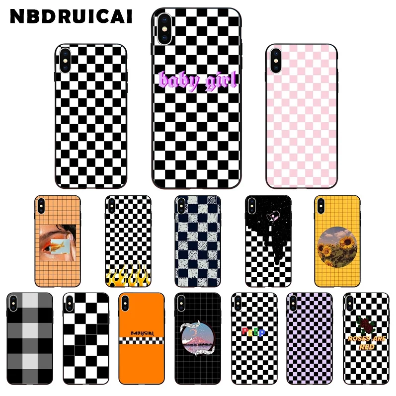 NBDRUICAI Black and White Chess Board TPU Soft Silicone Phone Case Cover for iPhone 11 pro XS MAX 8 7 6 6S Plus X 5 5S SE case