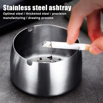 

Stainless Steel Ashtray Durable High Temperature Resistant Drops Resistant Simple Round Ashtray