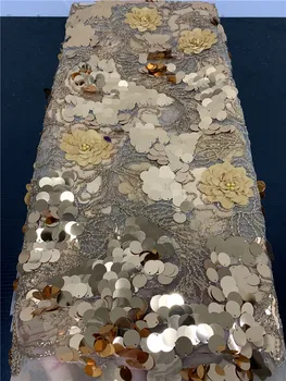 

Hot Sale African French Tulle Mesh Lace with Sequins Green Mesh Net Lace Luxury Sequins Lace Fabrics for Dresses APW2678B-1