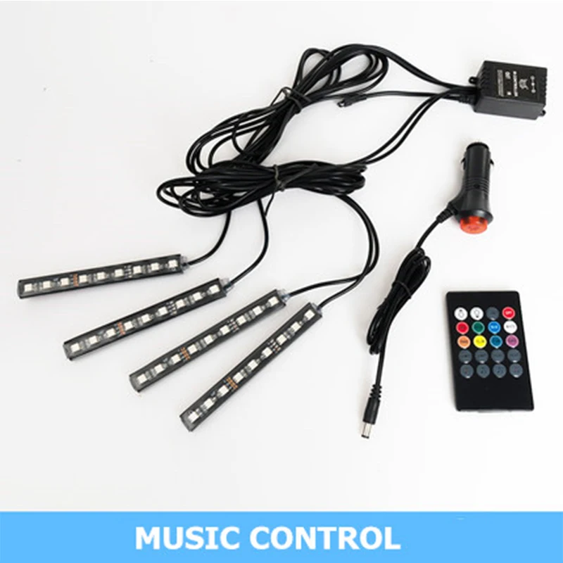  Car RGB LED Music Voice Sound Control Car Interior Decorative Atmosphere Auto RGB Pathway Floor Lig - 32841620815