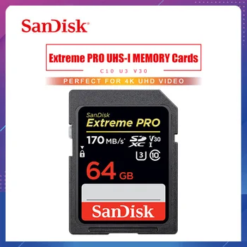 

SanDisk Memory Card 32GB 64GB Extreme Pro SDHC/SDXC SD Card 128GB 256GB C10 U3 V30 UHS-I cartao de memoria Flash Card for Camera