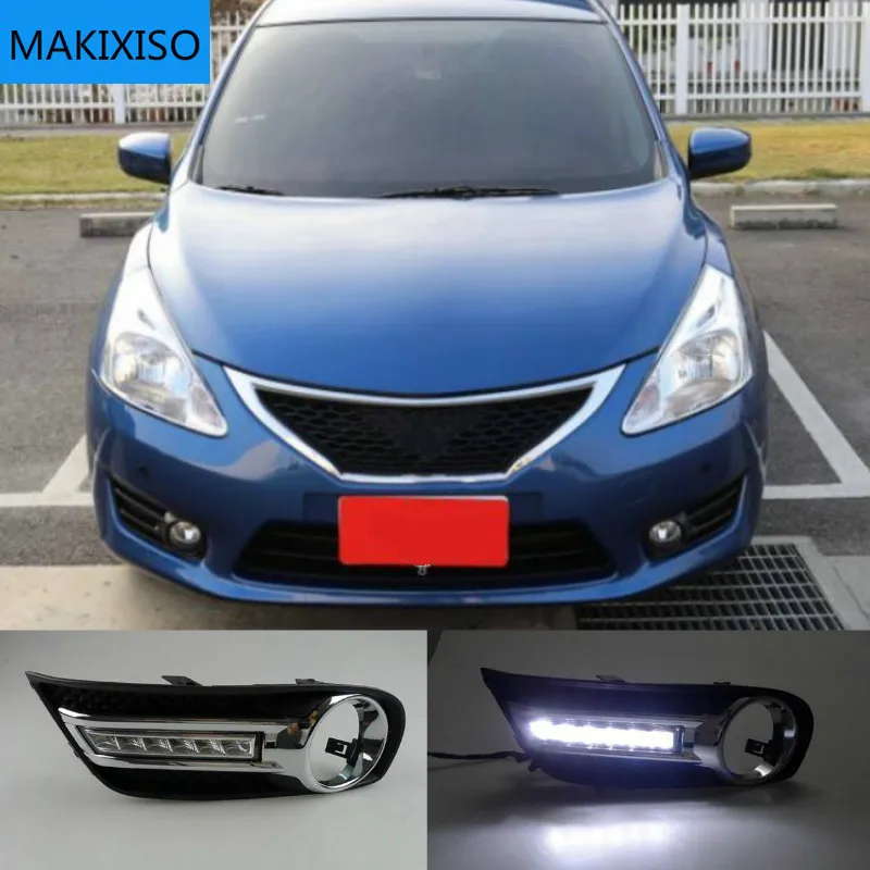 Автомобильные светодиодные дневные ходовые огни 1 пара для Nissan Tiida 2011 2012 2013 2014 2015 12