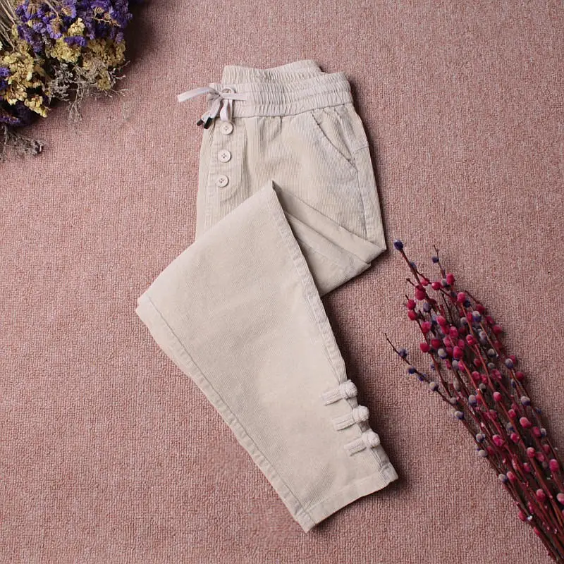 Creamy-white pants 3XL винтажные вельветовые шаровары женские большие размеры теплые брюки женские повседневные свободные вельветовые брюки с высокой талией Pantalon Mujer Q2007 - Цвет: Creamy-white pants