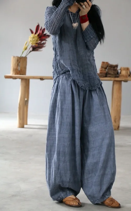 Women Loose V Neck Linen Tops Blouse Shirt Female Vintage Irregular Length Flax Shirt Tops Ladies Blouse 5