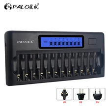 12 solts Multiple smart charger LCD display for AA AAA rechargeable battery fast charging charger for ni-mh ni m 2A 3A batteries 4 24pcs 1 2v ni mh aaa 3a rechargeable battery and usb lcd display smart charger for 1 2v aa aaa batteries