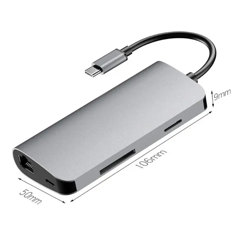 Тип с разъемами типа C и HDMI+ PD+ с 3 портами(стандарт 3,0+ RJ45+ TF+ слот для карт памяти док-станция HUB адаптер Тип-C hdmi для WIN XP/7/8/10, MAC OS, Linux