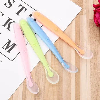 

1Pcs Candy Color Silicone Spoon Baby Soft Silicone Feeding Spoon Baby Spoon Tableware