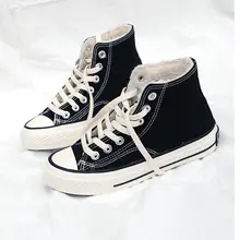 Бархатная Высокая парусиновая обувь; Женская Зимняя Студенческая спортивная обувь; Повседневная прогулочная Обувь На Шнуровке; женская обувь; chaussures femme ZZ-31