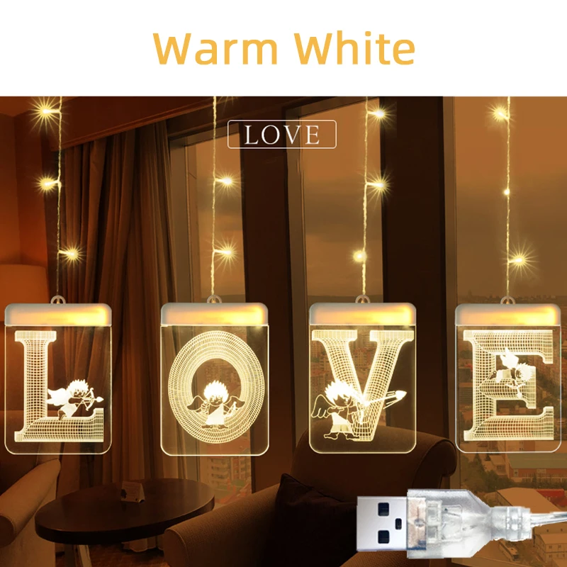 

LED USB Light String Luminous letters Fairy Curtain Lights Christmas Garlands Hanging Wall Lamp For Party NEW YEAR Decoration