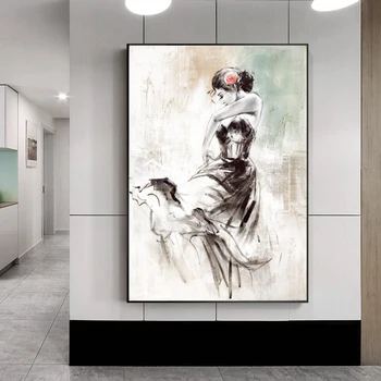 

Girl Elegantly Dancing Black and White Canvas Painting Posters and Prints Wall Art Picture for Living Room Home Decor Cuadros