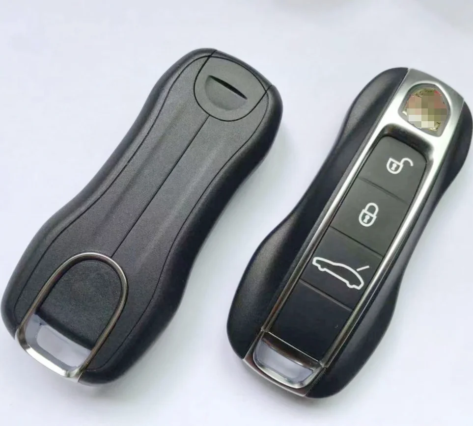 Car key shell С логотипом, 3 кнопки, смарт-чехол для дистанционного ключа без ключа, чехол для нового Porsche Panamera macan cayenne, сменный смарт-ключ - Цвет: Car key shell
