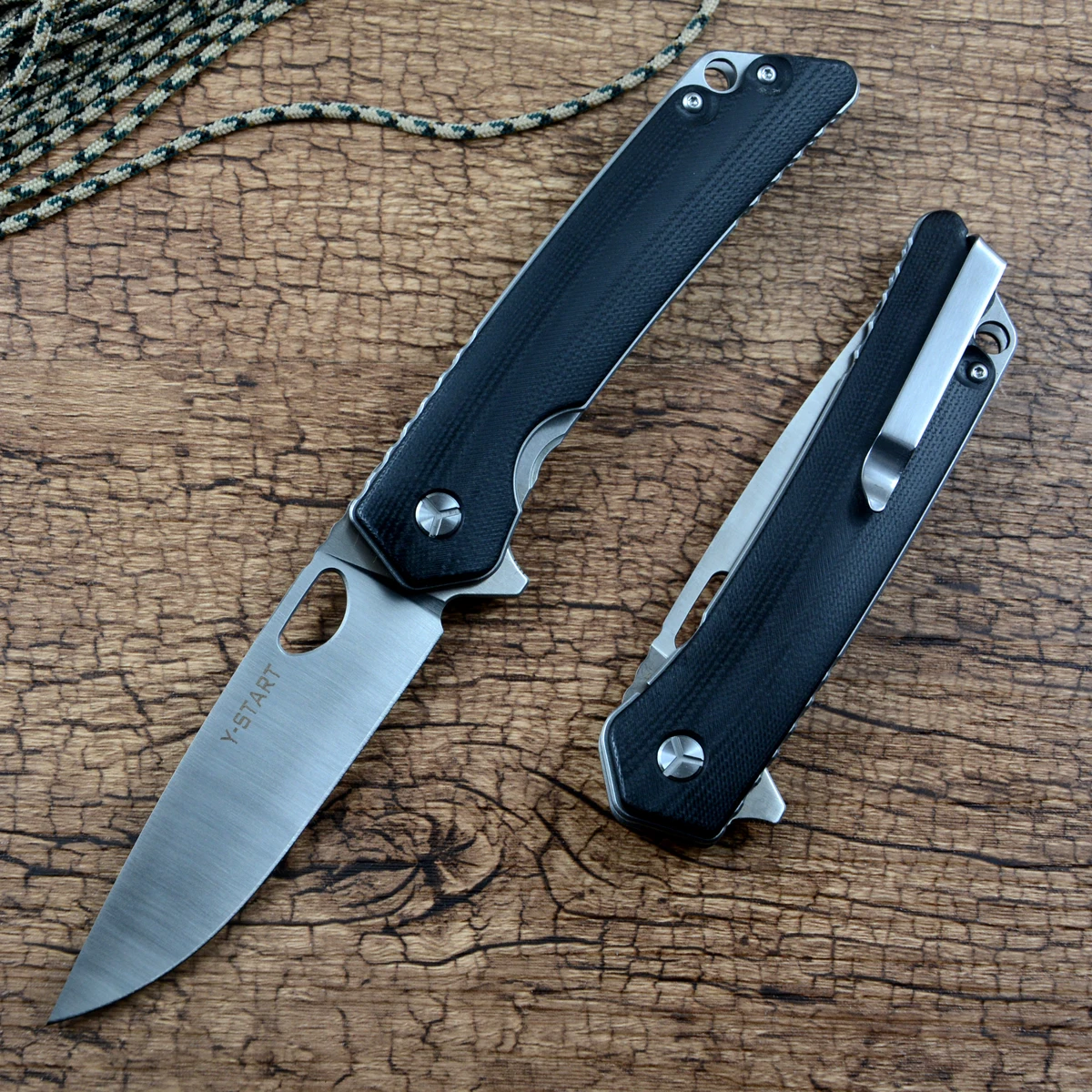 US $23.50 YStart Lk5016 Flipper Folding Knife Fast Open 440c Satin Blade G10 Handle Fruit Outdoor Edc Tools