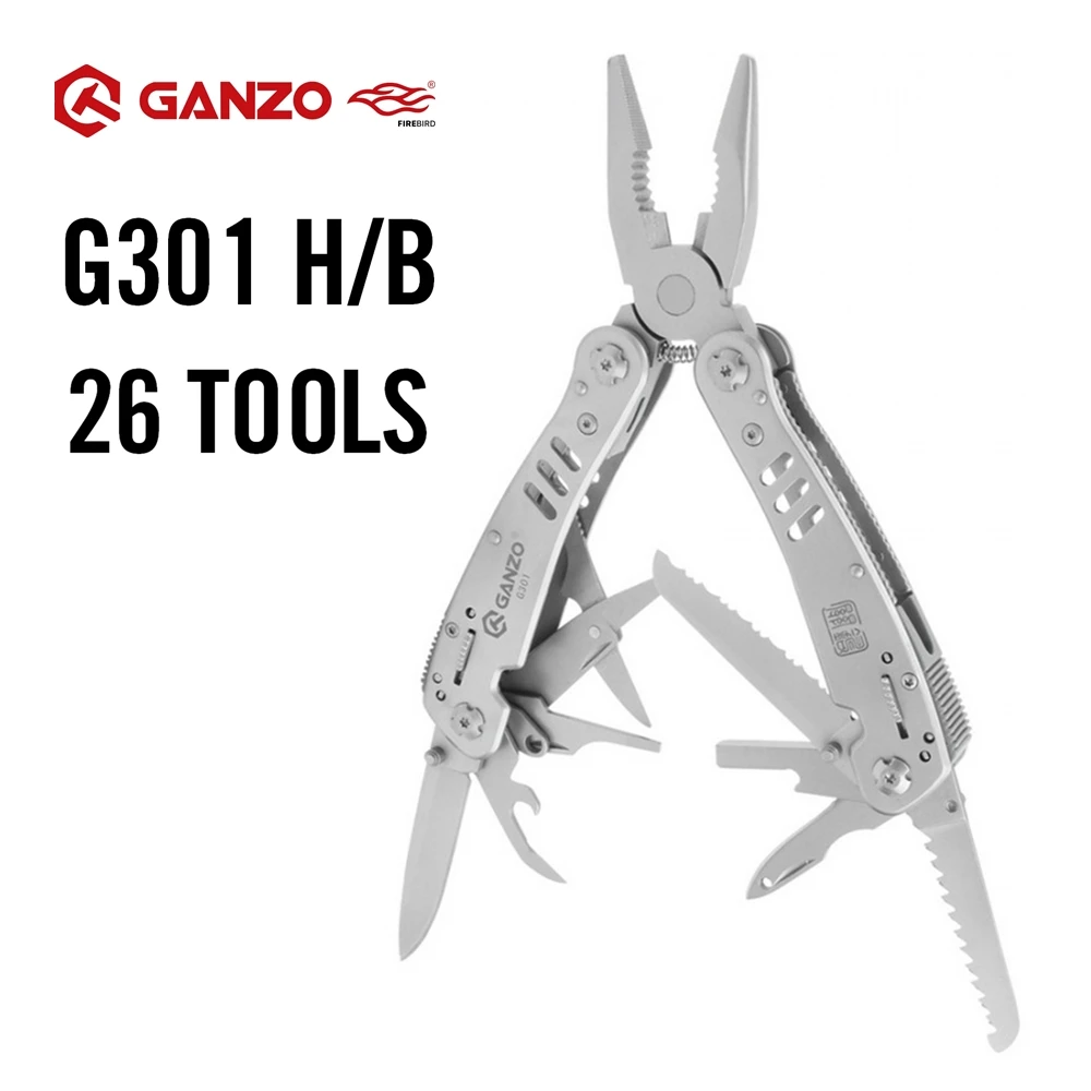 

Ganzo FIREBIRD Multi-Tool G301 H/B Multi Pliers Tool Kit Nylon Pouch Stainless Steel Folding Knife Pliers