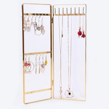 

Prettyia Jewelry Rack Foldable 2-Panel Earrings Necklace Organizer Screen