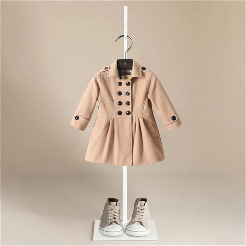 Пальто для маленьких мальчиков; Детская Классическая Ветровка цвета хаки; детская непромокаемая ветрозащитная одежда; сезон осень-весна-зима; шерстяное пальто в английском стиле