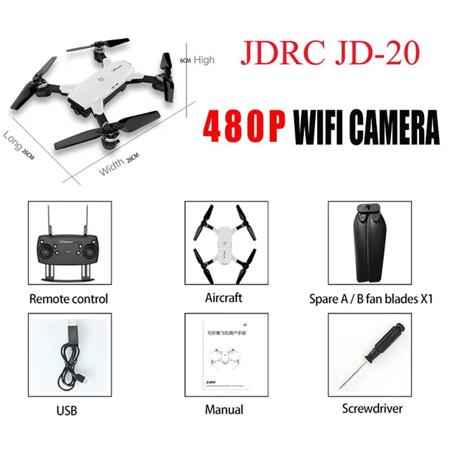 FPV RC Дрон с живым видео и возвратом домой складной RC с HD 720P камерой Квадрокоптер wifi FPV селфи Вертолет игрушка - Цвет: JD20 480P WIFI