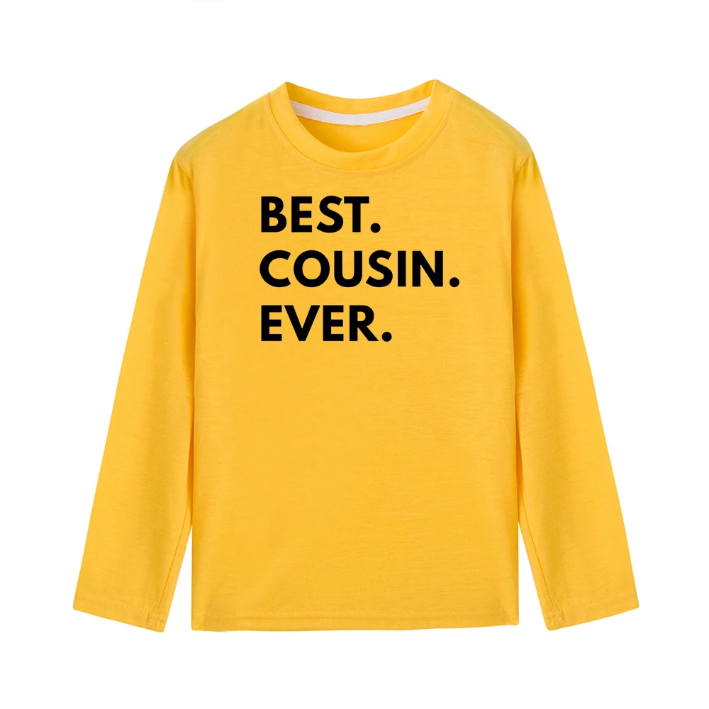 Забавная детская футболка для мальчиков с надписью «Best Cousin Ever»; футболки с длинными рукавами для малышей; модные детские футболки с буквенным принтом; верхняя одежда - Цвет: 41E5-KLTYE-