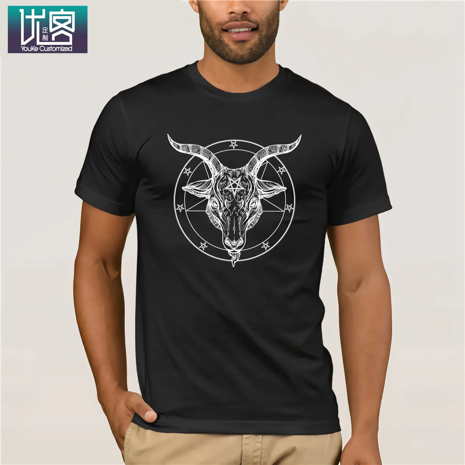 Мужская футболка BAPHOMET пентаграмма сатантическая оккультная Церковь Сатаны