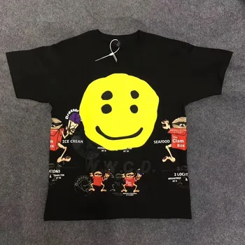 

20ss KANYE CPFM.XYZ W.W.C.D. T shirt 1: 1 high quality cartoon graffiti smiley face print hip hop men women T-shirt Top tees