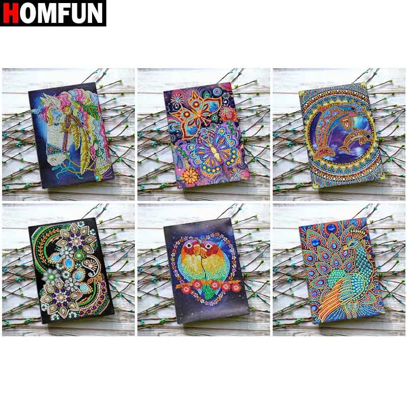

HOMFUN A5 Notebooks 5D DIY Diamond Painting Special Shape Diary Book Diamond Embroidery Cross Stitch Rhinestones Decor Gift