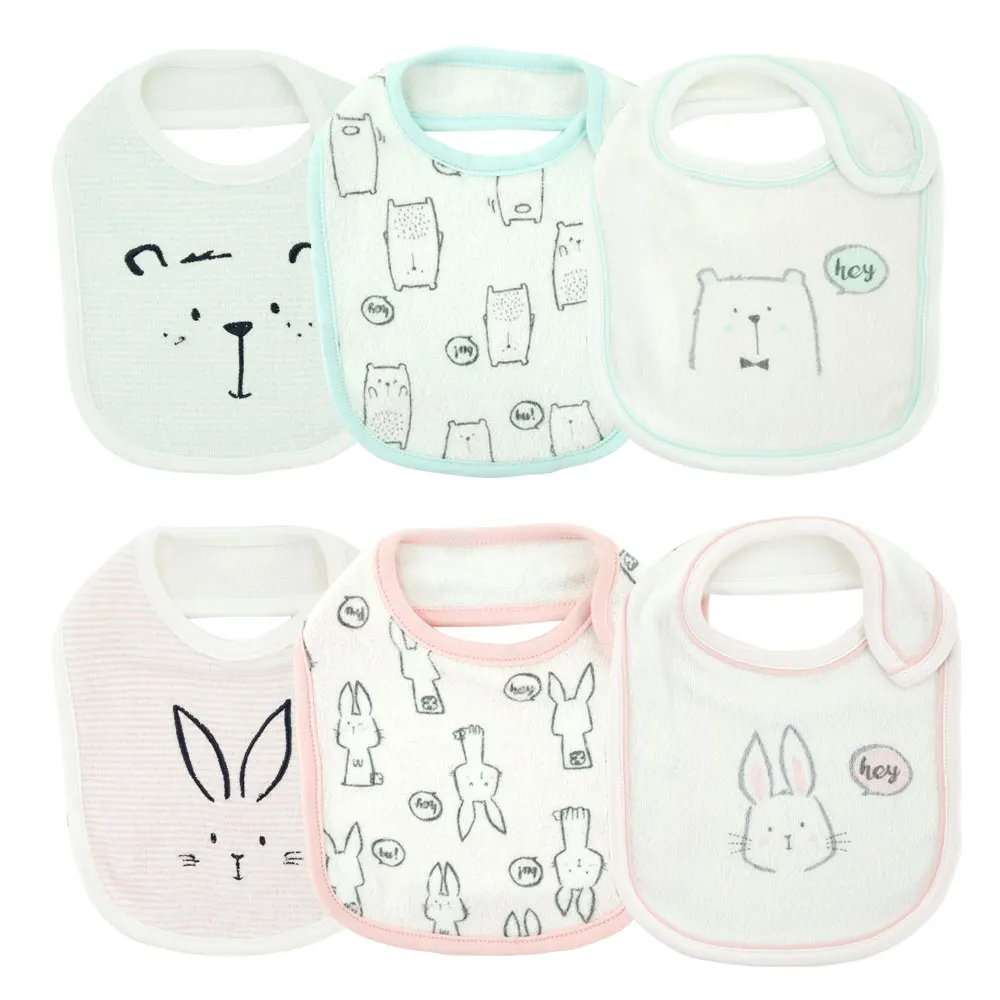 Honeyzone Newborn baby boys girls Baby bibs Cute Cartoon waterproof baberos bebe Saliva Towel Feed Triangle Cotton baby Bibs