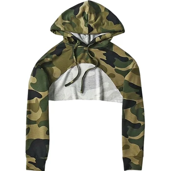 

New Round Neck Sweatshirt Short Sexy Long Sleeve Cropped Hoodie Sweatshirts Sudadera Mujer Sexy Military Hoodie Women New II50MS